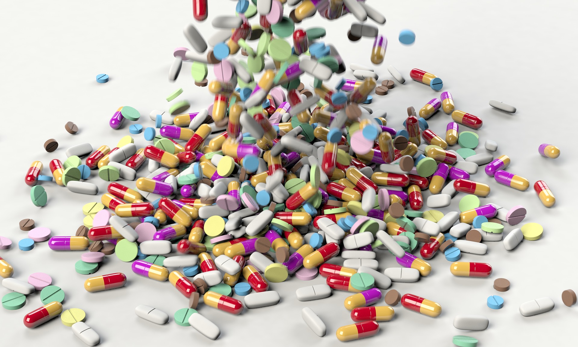 A pile of multi-colored pills