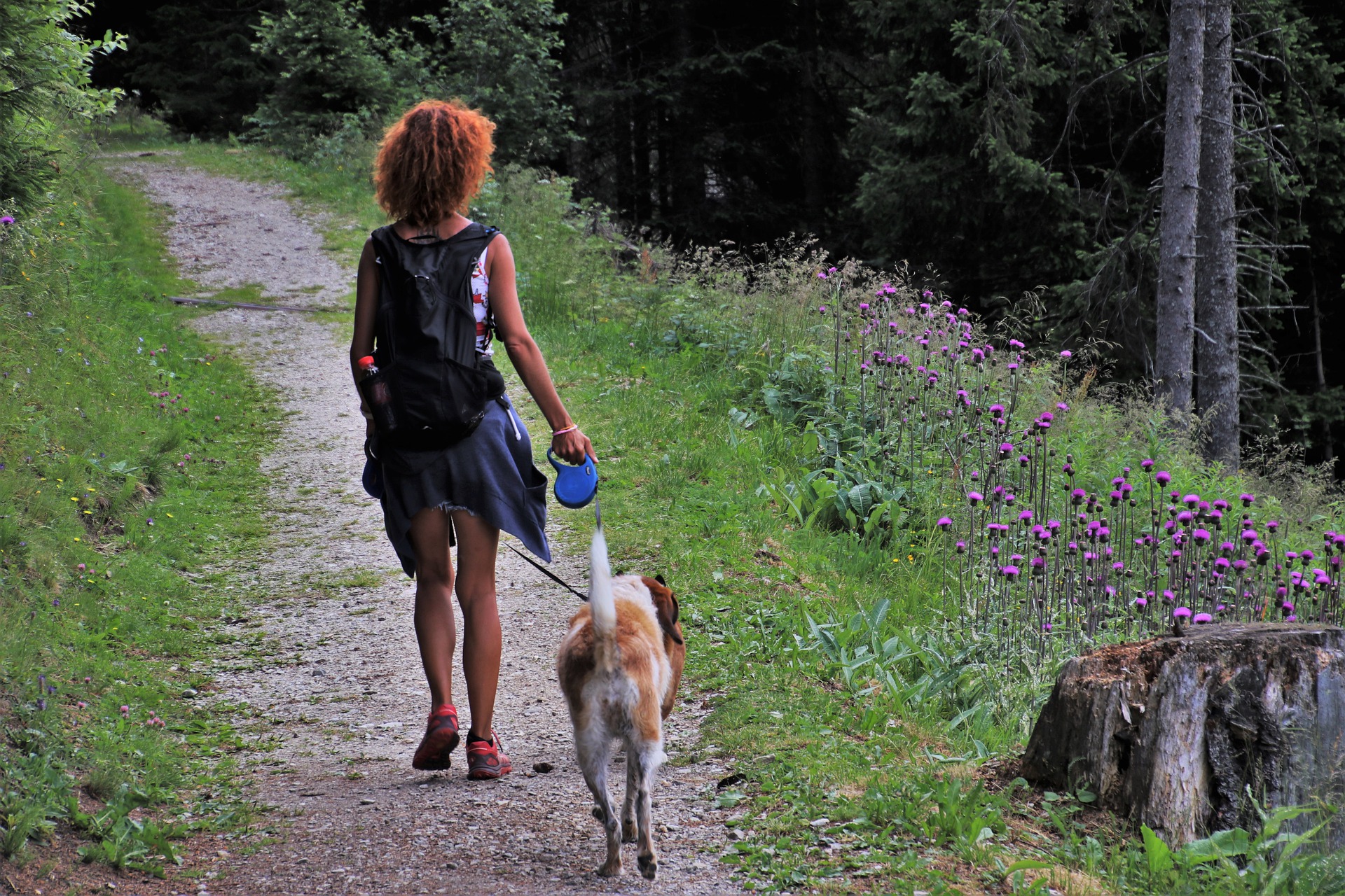 A woman with a dog